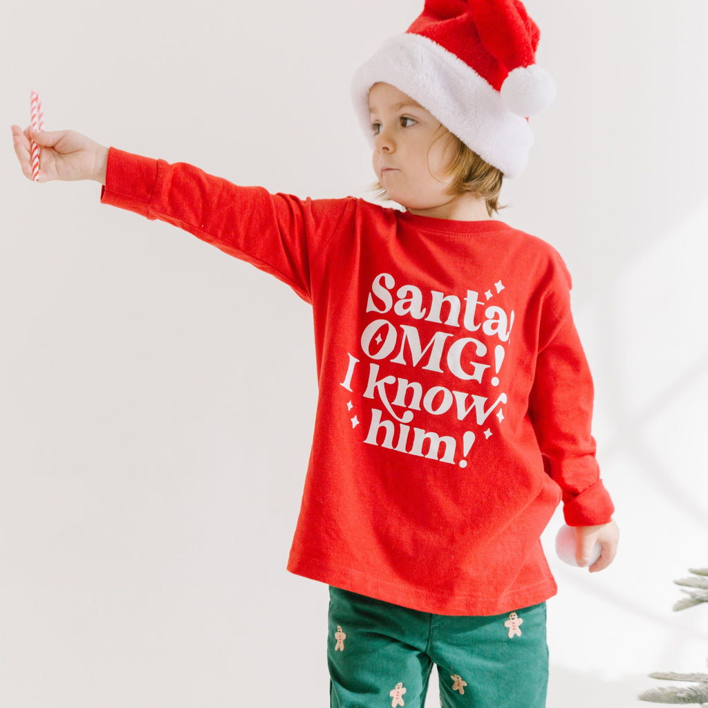 Santa omg I know him Christmas Shirt, Toddler Christmas Shirt, Christmas Shirt, Youth Christmas Shirt,Hot Chocolate, Hot Cocoa, Santa Shirt