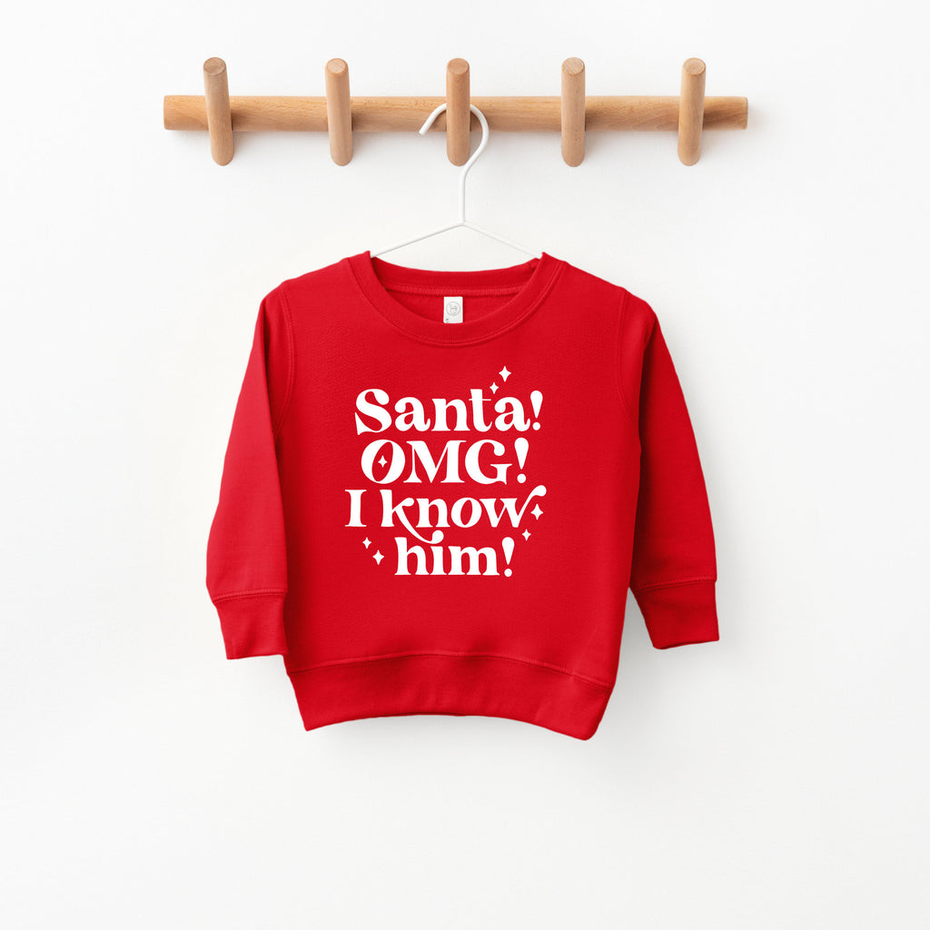 Santa omg I know him Christmas Sweatshirt, Santa Claus Sweatshirt, Toddler Christmas Sweatshirt, Kids Santa Christmas Sweatshirt, Merry