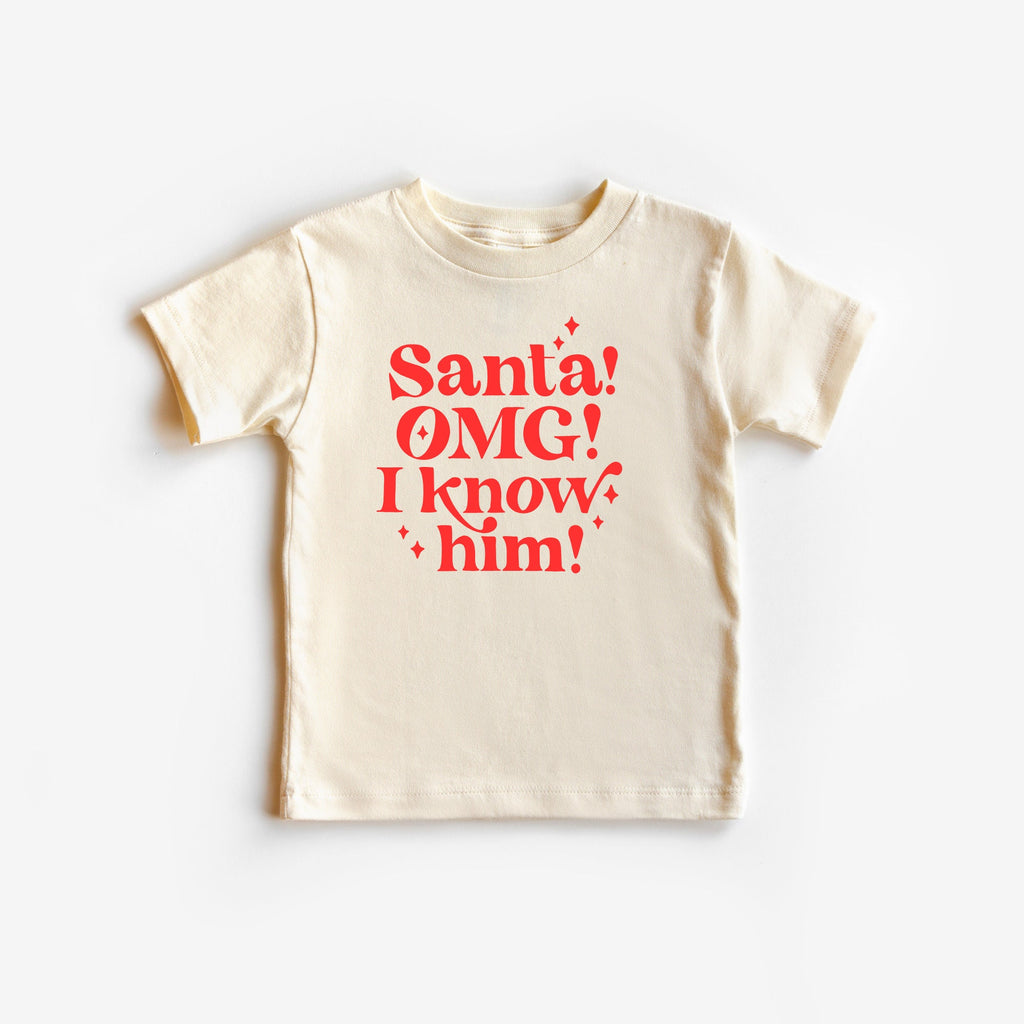 Santa omg I know him Christmas Shirt, Toddler Christmas Shirt, Christmas Shirt, Youth Christmas Shirt,Hot Chocolate, Hot Cocoa, Santa Shirt