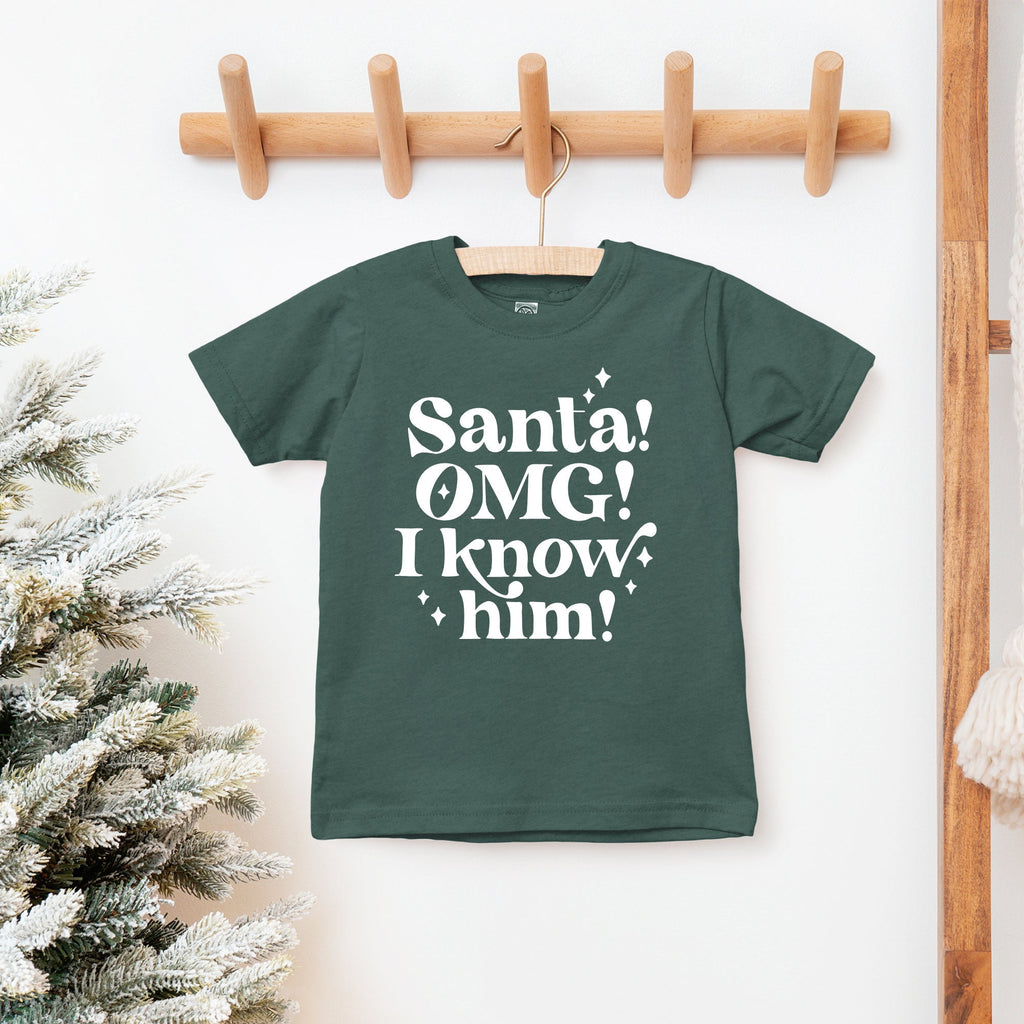 Santa omg I know him Christmas Shirt, Toddler Christmas Shirt, Christmas Shirt, Youth Christmas Shirt,Hot Chocolate, Hot Cocoa, Santa Shirt