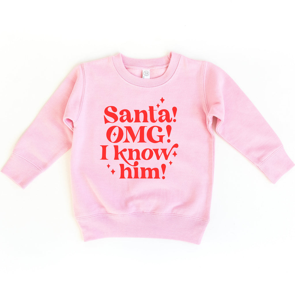 Santa omg I know him Christmas Sweatshirt, Santa Claus Sweatshirt, Toddler Christmas Sweatshirt, Kids Santa Christmas Sweatshirt, Merry